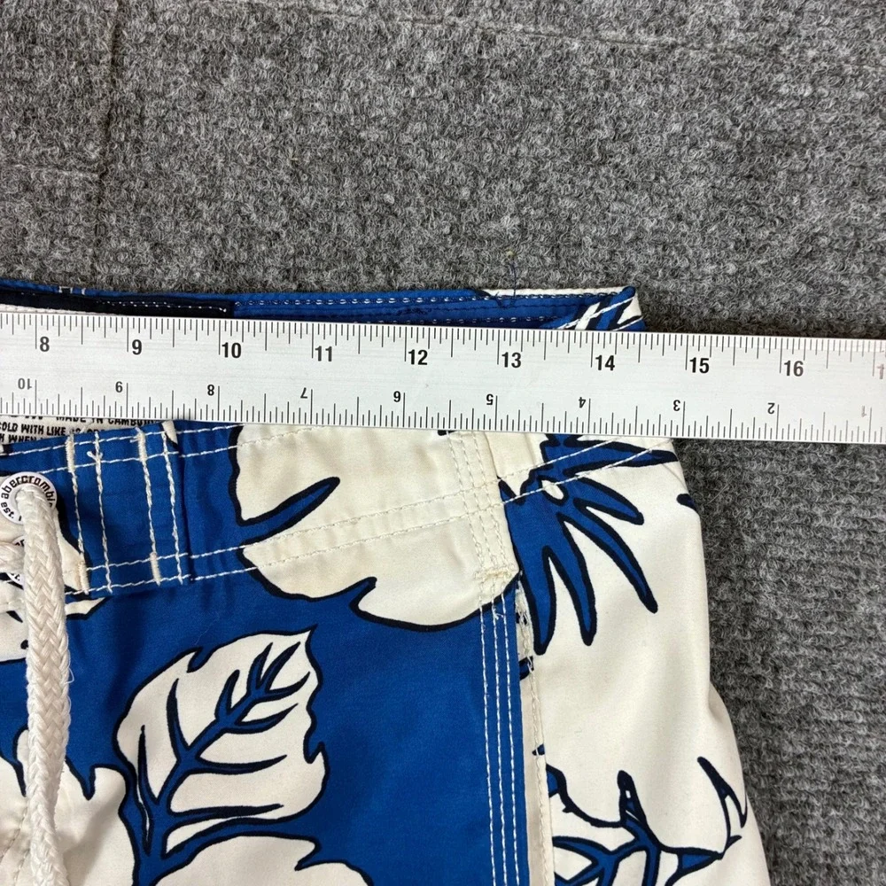 Abercrombie Mens Size Medium Blue White Floral Hibiscus Board Shorts Swim Trunks